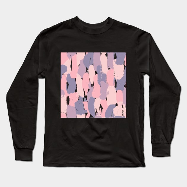 Pastel, lila, purple and black abstract pattern Long Sleeve T-Shirt by Jenmag